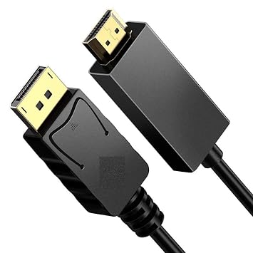 4k (DP) Display Port Male to HDMI Cable Male Port 1080P 1.8 m HDMI Cable Compatible with HDTV, Smart-TV, Projector, Laptop, Desktop HD-Monitor Gaming Device (Black),Display Port to HDMI Cable