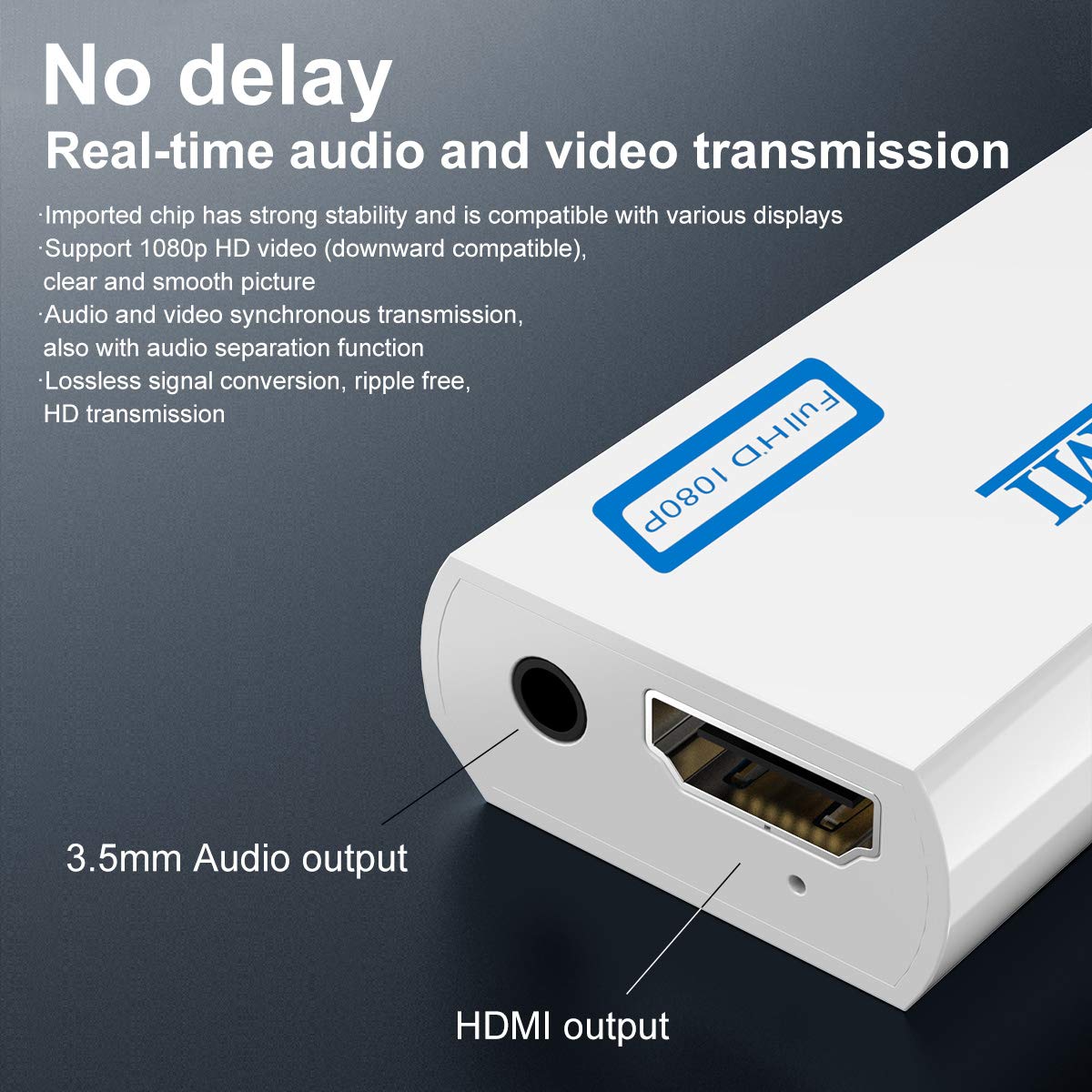 Wii To Hdmi Adapter With 3.5Mm Audio Jack&1080P 720P Hdmi Output Compatible With All Wii Display Modes ( Hdmi Cable Included)