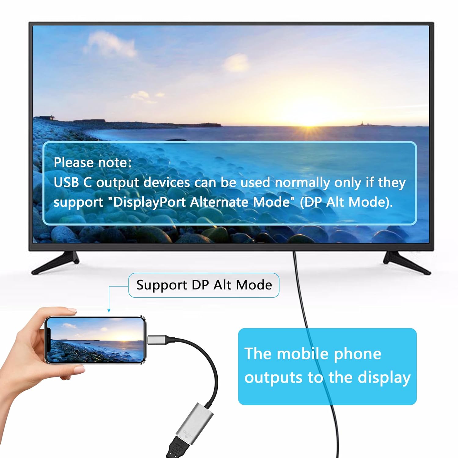 USB C to HDMI Adapter 3.9in Cable, 4K 60Hz Type C Male to HDMI Female Converter Adapter, Support USB C Port DP Alt Mode Output, for Mobile Phones, Tablets, Laptops
