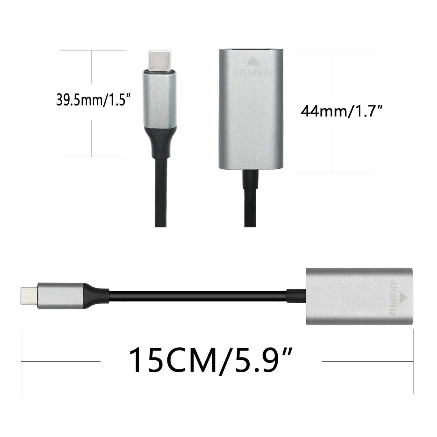 USB C to HDMI Adapter 3.9in Cable, 4K 60Hz Type C Male to HDMI Female Converter Adapter, Support USB C Port DP Alt Mode Output, for Mobile Phones, Tablets, Laptops
