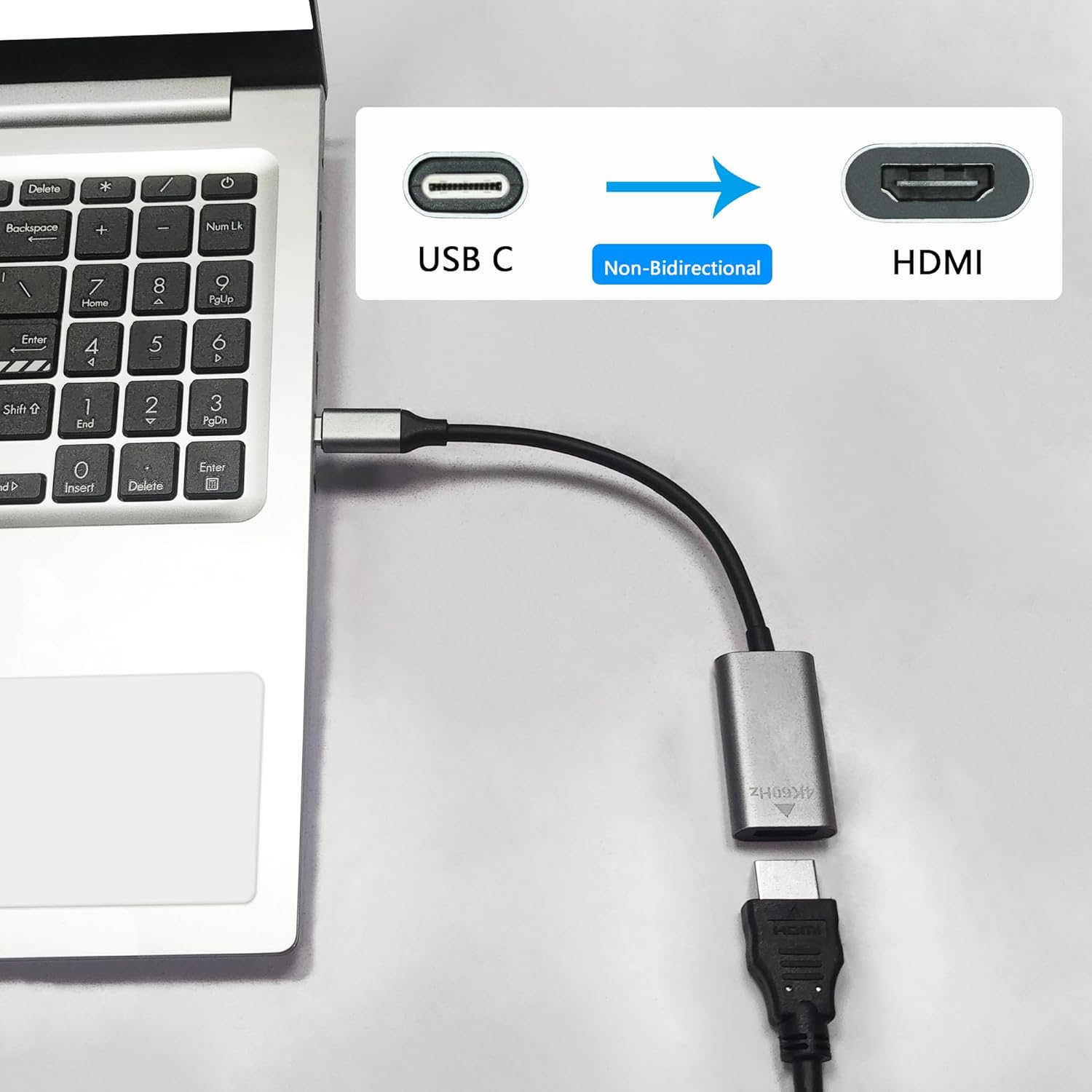 USB C to HDMI Adapter 3.9in Cable, 4K 60Hz Type C Male to HDMI Female Converter Adapter, Support USB C Port DP Alt Mode Output, for Mobile Phones, Tablets, Laptops