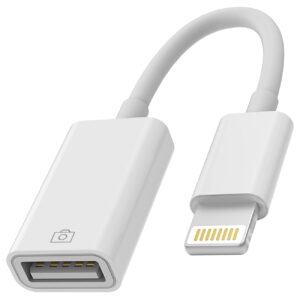 iPhone OTG Adapter Lightning Male to USB Female Dongle Cable Compatible with 13 11 12 Pro Max Mini Xr X Xs 8 7 Se Plus for Apple Ipad Air Camera Card Reader Flash Drive Mouse Keyboard Hub MIDI U Disk