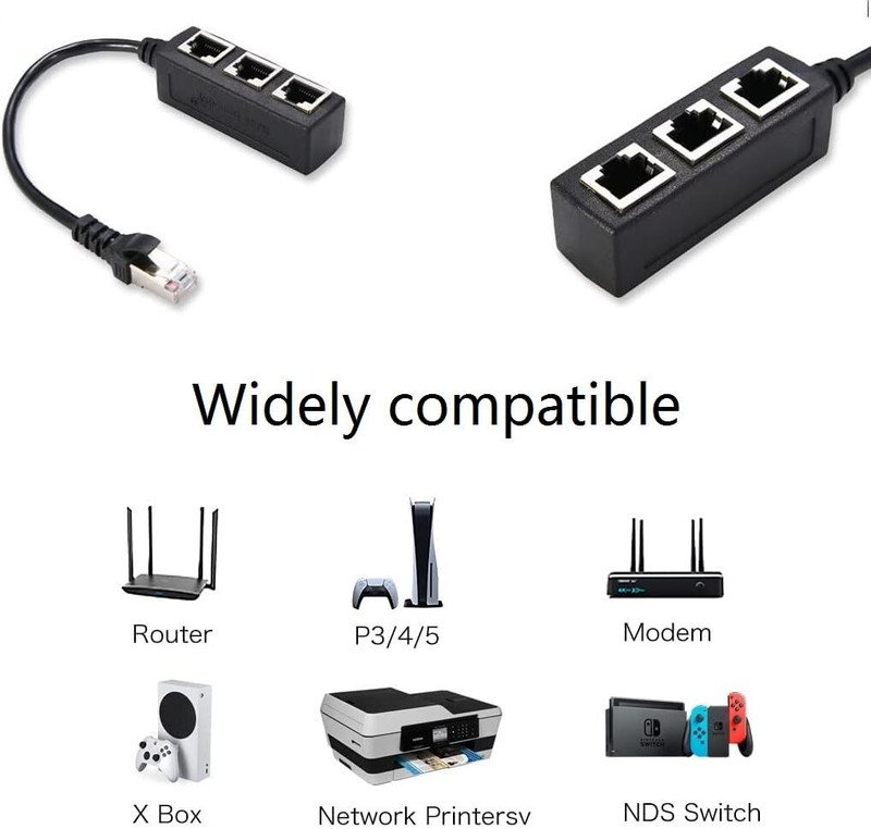 VOOCME 1 Male to 3 Female LAN Network Cable Adapter Wired Ethernet Lan Adapter compatible with Windows - image 5