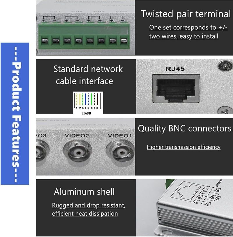 VOOCME Video Transmitter for HD-CVI/TVI/AHD CCTV Surveillance Camera (8 Chanel) 42 inch CD Player - image 5