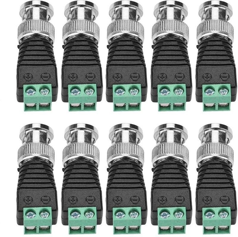 VOOCME BNC Male Green Head Terminal Plug BNC Screw Monitoring Video Connectr (10 Pack). BNC CONNECTOR Wire Connector - image 2