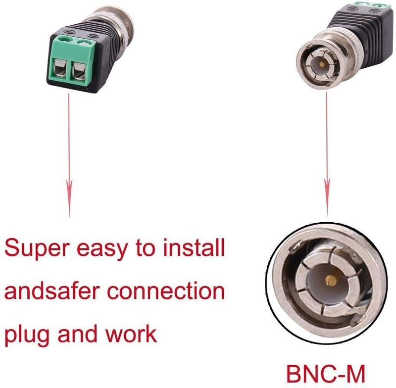 VOOCME BNC Male Green Head Terminal Plug BNC Screw Monitoring Video Connectr (10 Pack). BNC CONNECTOR Wire Connector - image 3