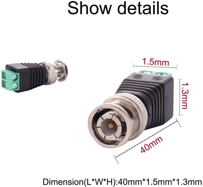 VOOCME BNC Male Green Head Terminal Plug BNC Screw Monitoring Video Connectr (10 Pack). BNC CONNECTOR Wire Connector - image 4