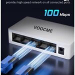 VOOCME 5 Port Ethernet Switch, Plug & Play, 10/100 Mbps, 1Gbps, Upto 100m Transmission Wireless Ethernet LAN Adapter compatible with Linux - image 3