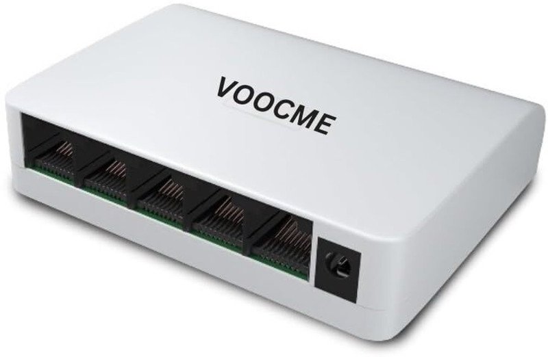 VOOCME 5 Port Ethernet Switch, Plug & Play, 10/100 Mbps, 1Gbps, Upto 100m Transmission Wireless Ethernet LAN Adapter compatible with Linux - image 1