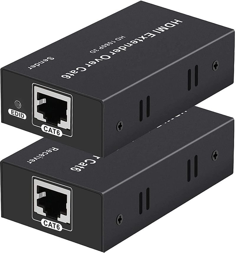 VOOCME 4k HDMI Extender 60m, Repeater Transmitter, Sender Receiver Over Cat5, Cat6 Upto Wireless Ethernet Lan Adapter compatible with Linux - image 1