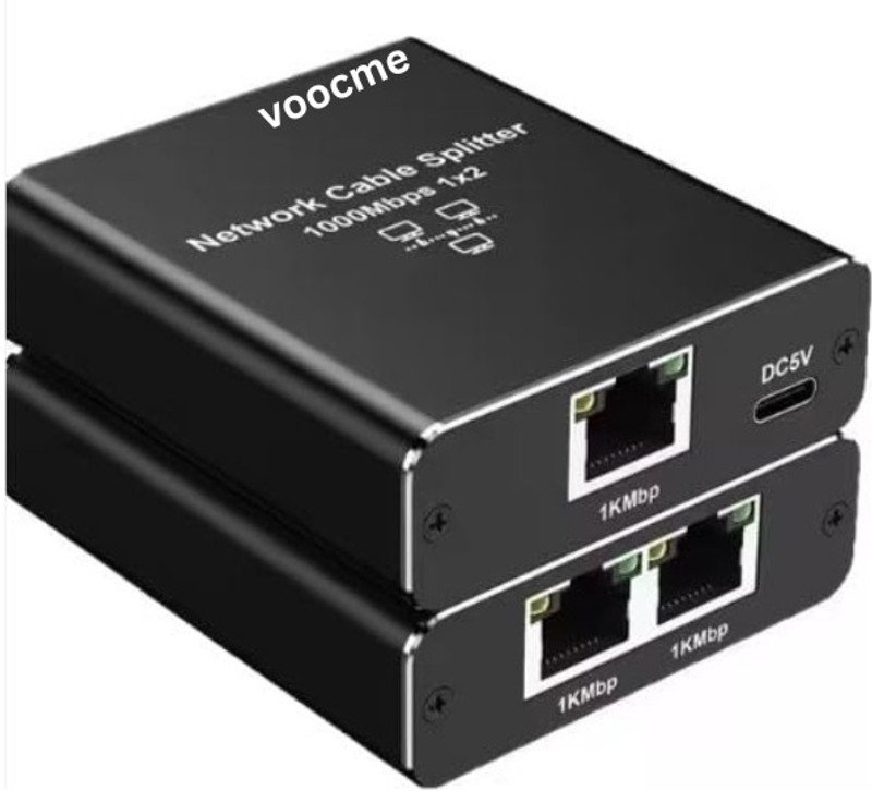 VOOCME 1000Mbps Internet Cable 1x2 Gigabit RJ45/Network CAT 5/6/7/8 Wired Ethernet Lan Adapter compatible with Windows - image 1