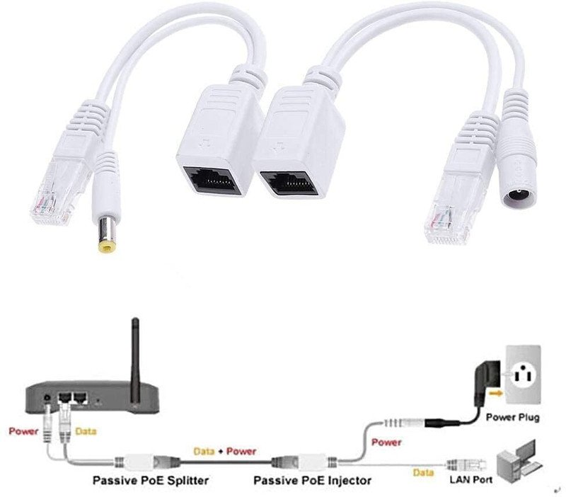 VOOCME Passive PoE Injector and Splitter Pair (Set of 1) CPOE/1P. Wired Ethernet Lan Adapter compatible with Windows - image 2