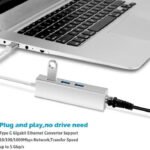VOOCME USB 3.0 Type C 3.1 for RJ45 Ethernet LAN Adapter Cable with 3 Ports USB Hub Wired Ethernet Lan Adapter compatible with Mac - image 3