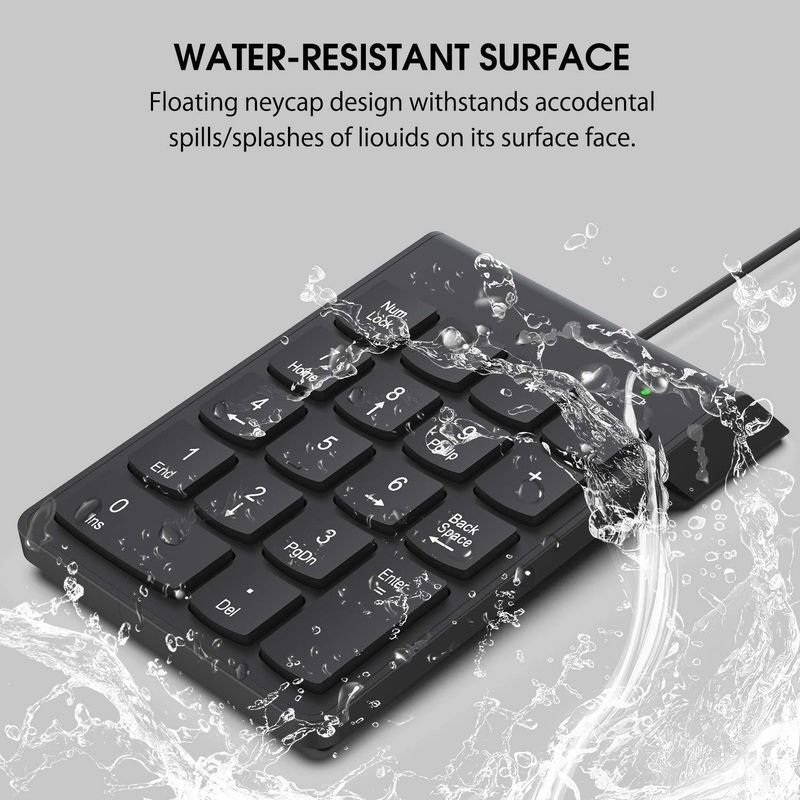 VOOCME Wired Numeric Keypad Slim Mini Number Pad Digital Keyboard 18 Keys Numpad Laptop Keyboard Replacement Key - image 5