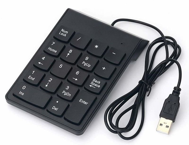 VOOCME Wired Numeric Keypad Slim Mini Number Pad Digital Keyboard 18 Keys Numpad Laptop Keyboard Replacement Key - image 1