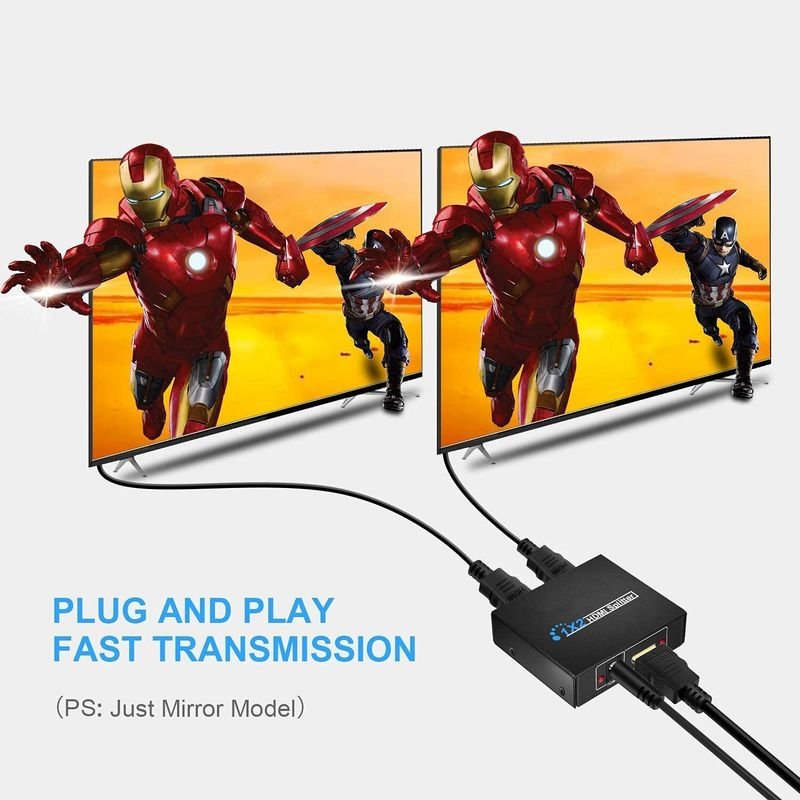 VOOCME 1x2 HDMI Splitter 2 Ports, HDMI Splitter 1 in 2 Out, Supports 3D 4K x 2K Media Streaming Device - image 4
