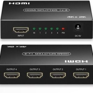 VOOCME 1x4 HDMI Splitter, 1 in 4 Out HDMI Splitter Audio Video Distributor Box Support Media Streaming Device - image 1