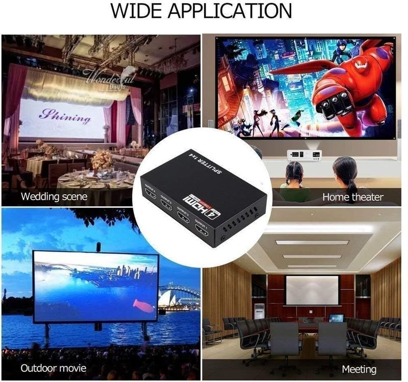 VOOCME 1x4 HDMI Splitter, 1 in 4 Out HDMI Splitter Audio Video Distributor Box Support Media Streaming Device - image 5