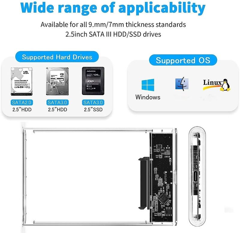 VOOCME Type C to SATA III External HDD Case 2.5 inch Water Proof usb cable - image 5