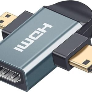 VOOCME Black 2 in 1 HD Mini HDMI/Micro HDMI to HD-MI Adapter, Mini HD-MI and Micro HD-MI Male Phone Converter - image 1
