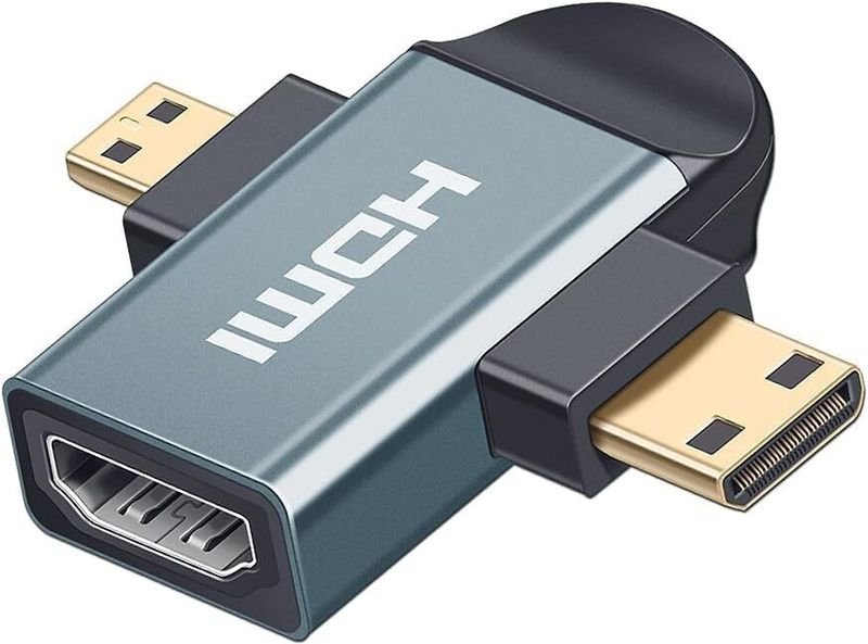 VOOCME Black 2 in 1 HD Mini HDMI/Micro HDMI to HD-MI Adapter, Mini HD-MI and Micro HD-MI Male Phone Converter - image 1