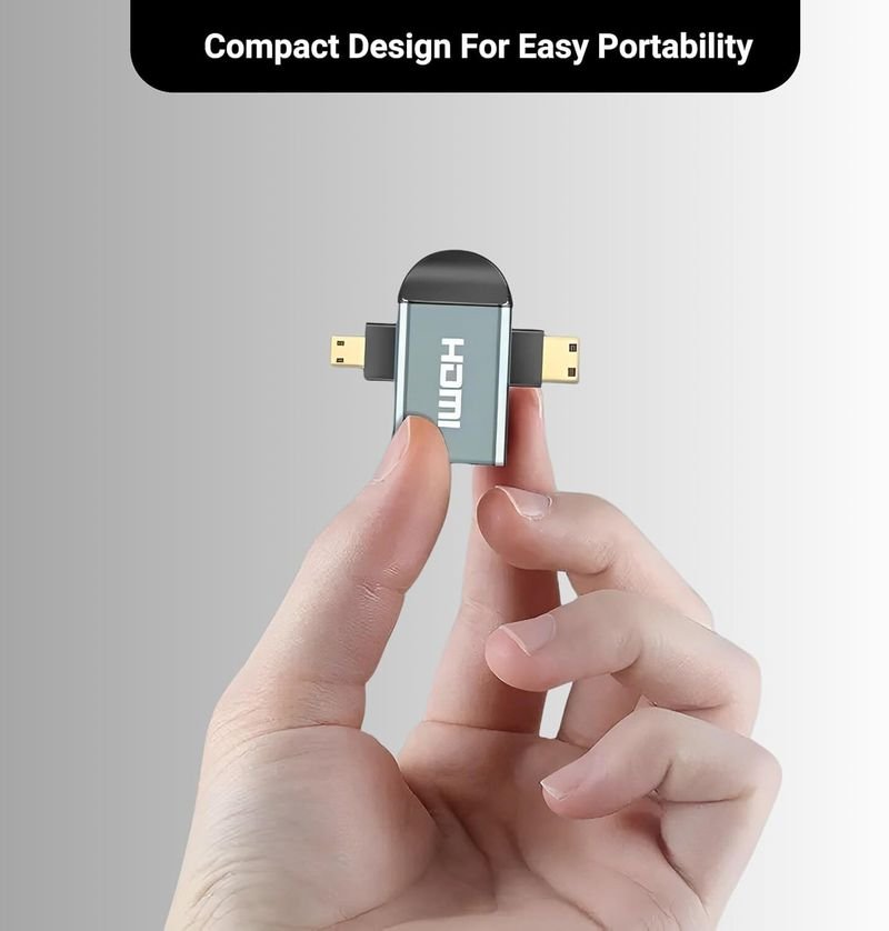 VOOCME Black 2 in 1 HD Mini HDMI/Micro HDMI to HD-MI Adapter, Mini HD-MI and Micro HD-MI Male Phone Converter - image 5