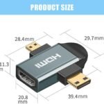 VOOCME Black 2 in 1 HD Mini HDMI/Micro HDMI to HD-MI Adapter, Mini HD-MI and Micro HD-MI Male Phone Converter - image 2