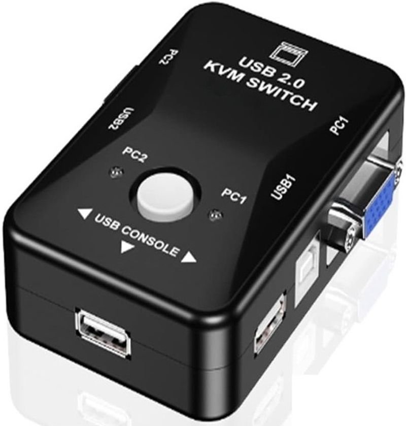VOOCME 2 Port USB KVM Switch Box to Control up to 2 Computers 2 in 1 Out Switch Media Streaming Device - image 1