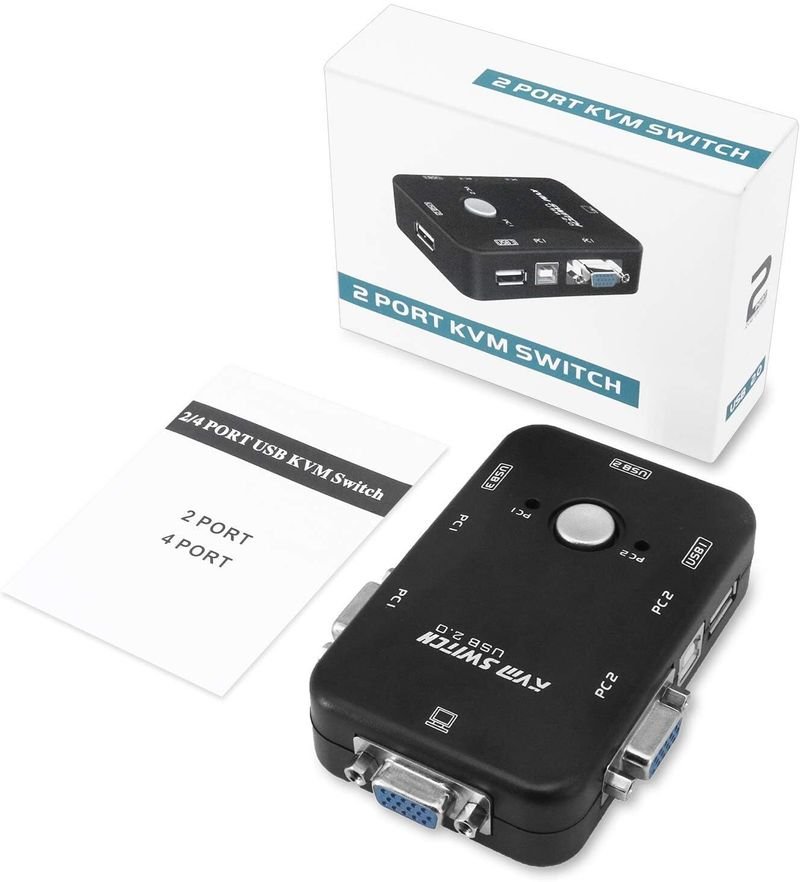 VOOCME 2 Port USB KVM Switch Box to Control up to 2 Computers 2 in 1 Out Switch Media Streaming Device - image 5
