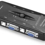 VOOCME 4 Ports USB KVM VGA Switcher, USB 2.0 KVM Switch Box Adapter,One-Button Swapping 24 cm KVM Console - image 1