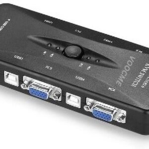 VOOCME 4 Ports USB KVM VGA Switcher, USB 2.0 KVM Switch Box Adapter,One-Button Swapping 24 cm KVM Console - image 1