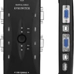 VOOCME 4 Ports USB KVM VGA Switcher, USB 2.0 KVM Switch Box Adapter,One-Button Swapping 24 cm KVM Console - image 4