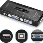 VOOCME 4 Ports USB KVM VGA Switcher, USB 2.0 KVM Switch Box Adapter,One-Button Swapping 24 cm KVM Console - image 2
