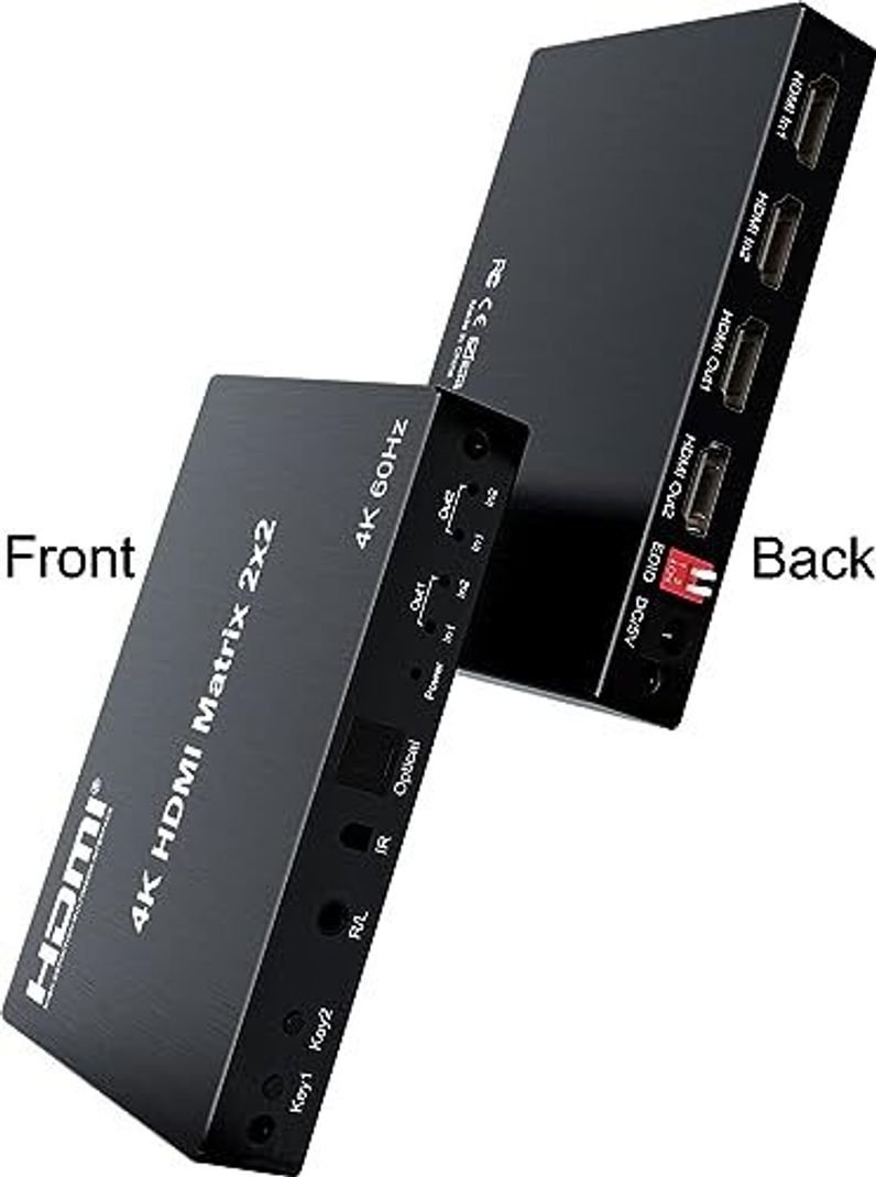 VOOCME 2x2 HDMI Matrix Switch 4K 60Hz 2 in 2 out Matrix HDMI Switch Splitter Converter Media Streaming Device - image 2