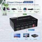 VOOCME 2x2 HDMI Matrix Switch 4K 60Hz 2 in 2 out Matrix HDMI Switch Splitter Converter Media Streaming Device - image 3