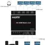 VOOCME 2x4 HDMI Matrix Switch 4K 60Hz 2 in 4 Out Matrix HDMI Switch Splitter Converter Media Streaming Device - image 2