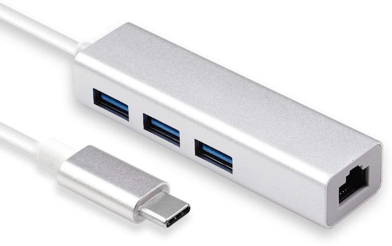 VOOCME USB 3.0 Type C 3.1 for RJ45 Ethernet LAN Adapter Cable with 3 Ports USB Hub Wired Ethernet Lan Adapter compatible with Mac - image 1