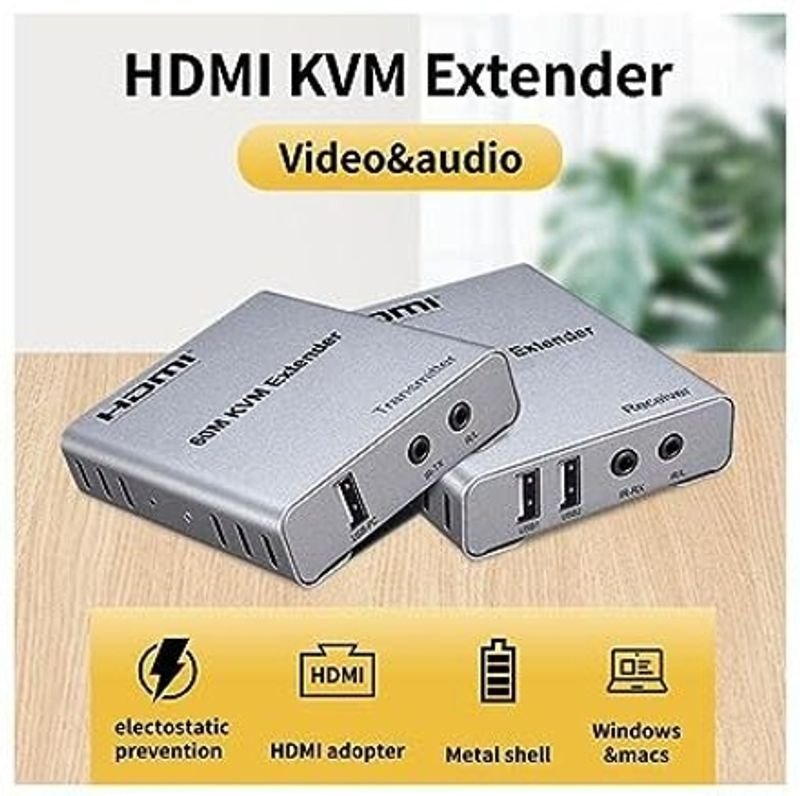 VOOCME HDMI Extender 60m with KVM Audio Output IR Control Support USB 42 cm KVM Console - image 4