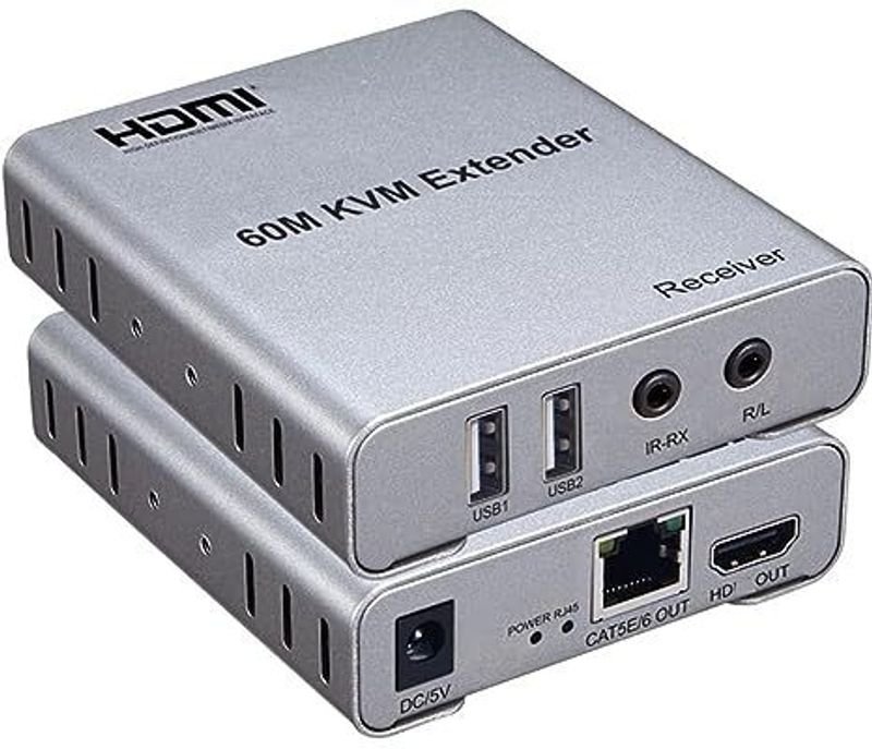 VOOCME HDMI Extender 60m with KVM Audio Output IR Control Support USB 42 cm KVM Console - image 1