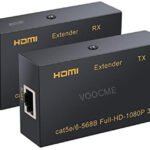 VOOCME 60M HDMI Extender Repeater Transmitter/Sender + Receiver Over Cat5,CAT6 UPTO 60M Wireless Ethernet Lan Adapter compatible with Linux, Windows, Mac - image 1