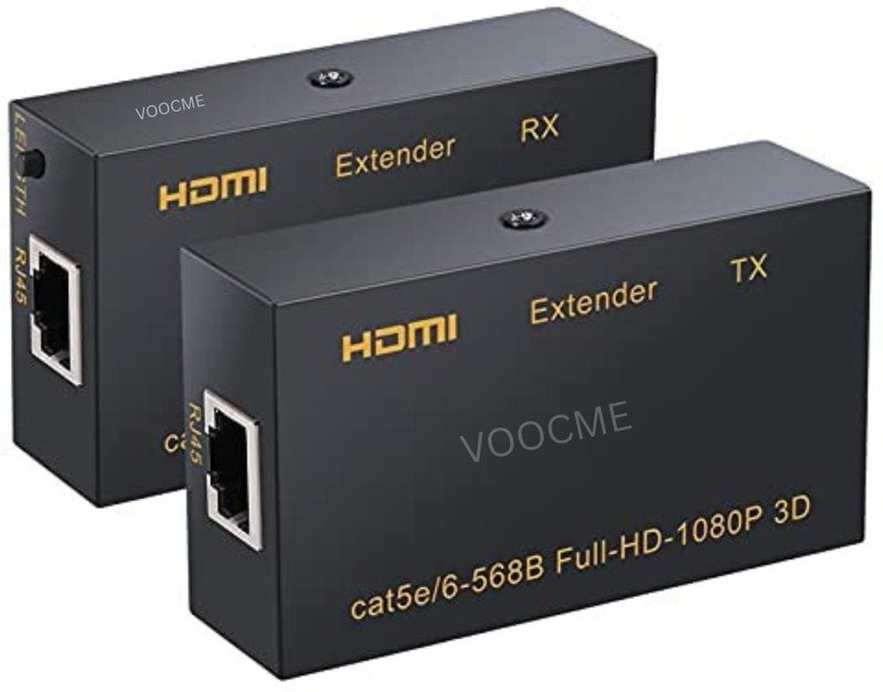 VOOCME 60M HDMI Extender Repeater Transmitter/Sender + Receiver Over Cat5,CAT6 UPTO 60M Wireless Ethernet Lan Adapter compatible with Linux, Windows, Mac - image 1