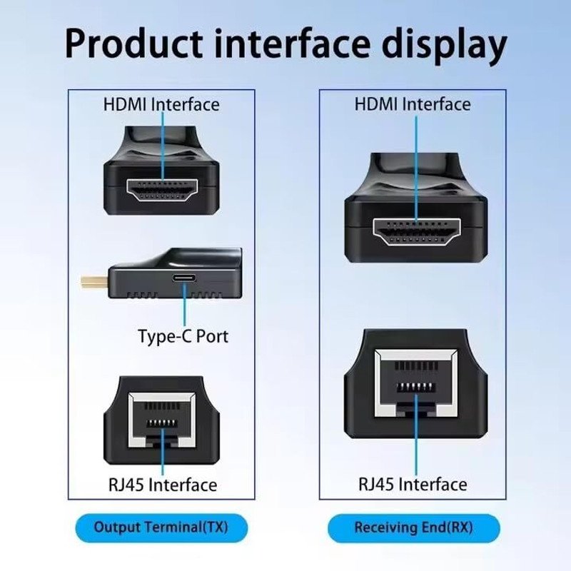 VOOCME HDMI to RJ45 60M Extender 1080P HDMI to RJ45 Cable Converter Wired Ethernet Lan Adapter compatible with Windows - image 3