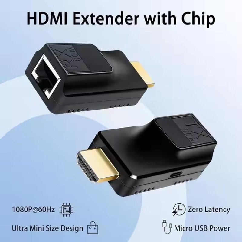 VOOCME HDMI to RJ45 60M Extender 1080P HDMI to RJ45 Cable Converter Wired Ethernet Lan Adapter compatible with Windows - image 4