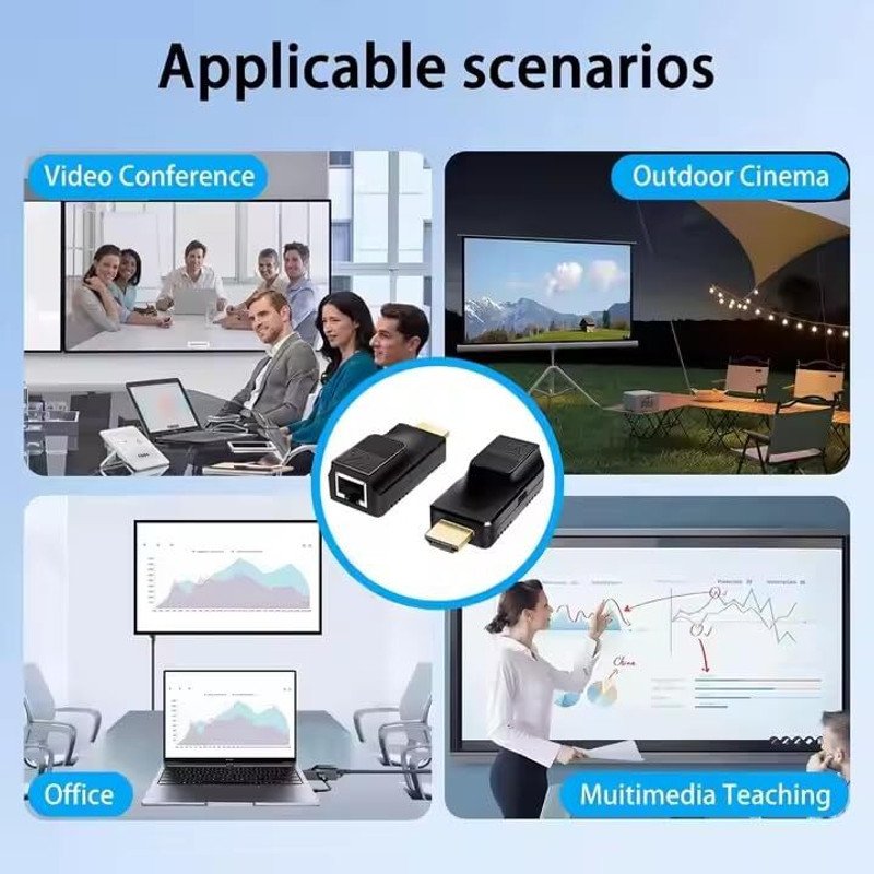 VOOCME HDMI to RJ45 60M Extender 1080P HDMI to RJ45 Cable Converter Wired Ethernet Lan Adapter compatible with Windows - image 5