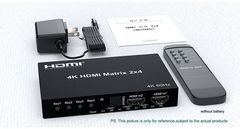 VOOCME 4K 60Hz HDMI Matrix 2x4 For Dolby HDMI Splitter Switch 2 In 4 out 4K 60hz Matrix Media Streaming Device - image 3