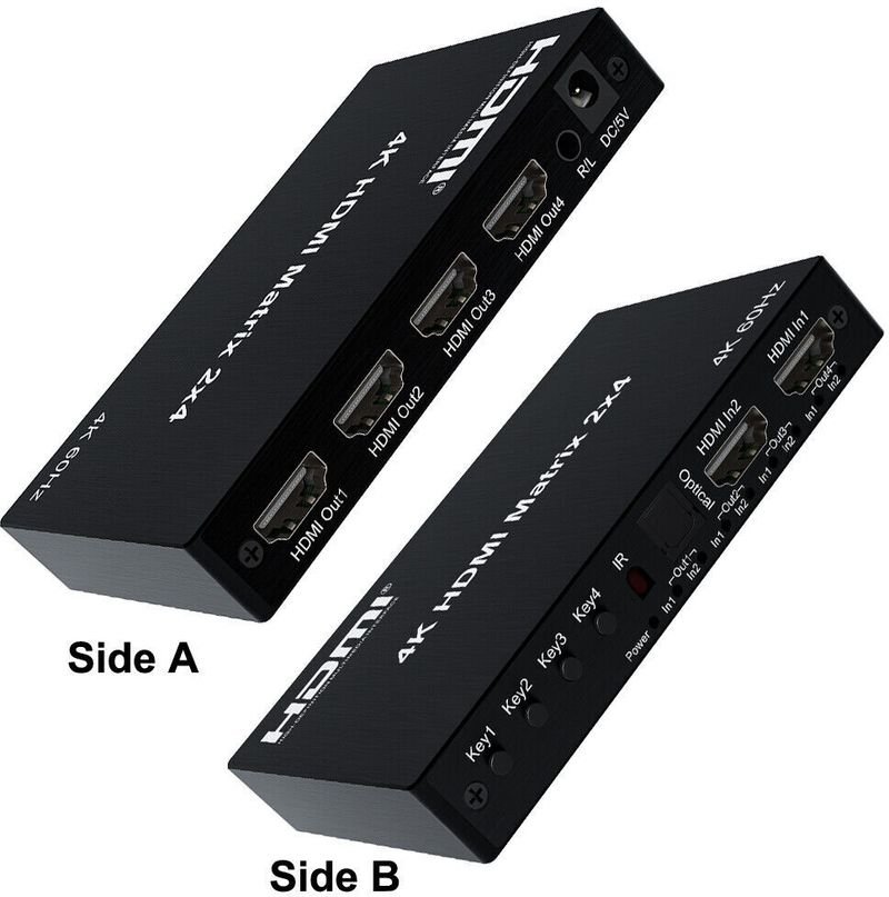 VOOCME 4K 60Hz HDMI Matrix 2x4 For Dolby HDMI Splitter Switch 2 In 4 out 4K 60hz Matrix Media Streaming Device - image 2