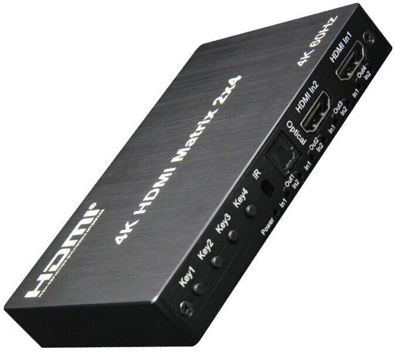 VOOCME 4K 60Hz HDMI Matrix 2x4 For Dolby HDMI Splitter Switch 2 In 4 out 4K 60hz Matrix Media Streaming Device - image 1