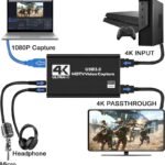 VOOCME Video Cable 2 A 0.25 m NA 4K HDMI Capture Card for Streaming, USB 3.0 Video Capture Device, Full HD 1080P - image 2