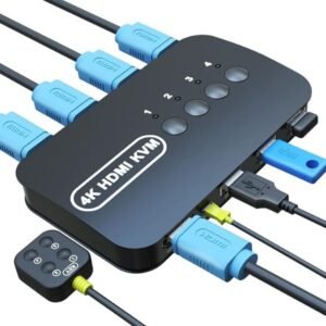 VOOCME 4K HDMI KVM Switch, 4 Port HDMI USB Switch for 4 Computer Share a Monitor Media Streaming Device - image 1