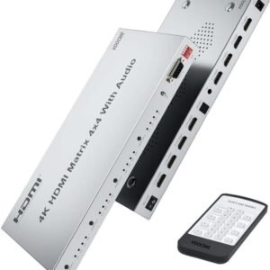 VOOCME 4K HDMI Splitter, 4in 4out Matrix HDMI Switch, HDMI Support 3840x2160@30HZ Media Streaming Device - image 1